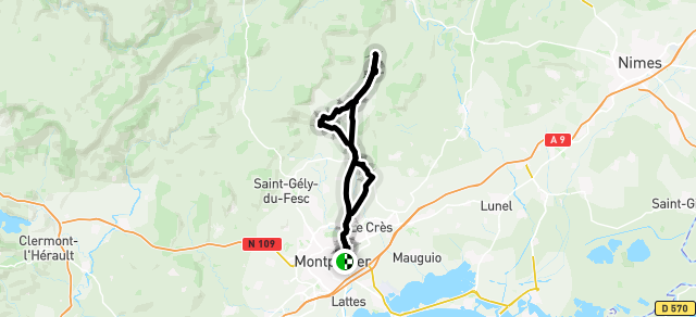 Ride image for From Montpellier to Saint Mathieu Fontanes Vacquieres retour St Croix De C