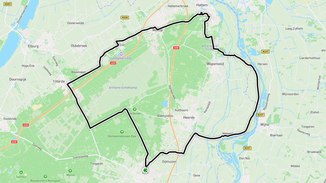 Ride image for Route 07    54 Km Epe-t'Harde-'t Loo-Wezep-Hattem-Leemcule-Veessen-Epe