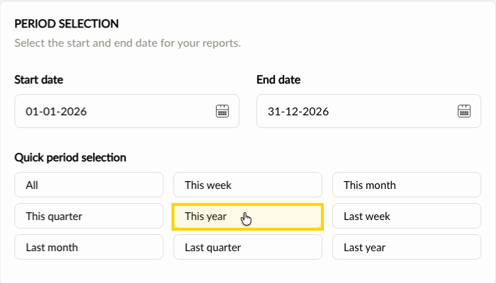 The Period selection block with This year clicked and the dates 01-01-2026 and 31-12-2026